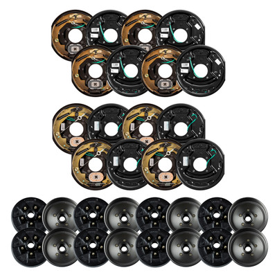 Lippert 10" 3,500 lb RV Brake Kit  8 Brake Drum Hubs (5 on 4.5", 1/2" Stud with Bearing Cone) with 4 Left & 4 Right Forward Self-Adjusting Brakes (10" x 2.25") LIPKIT64JF9