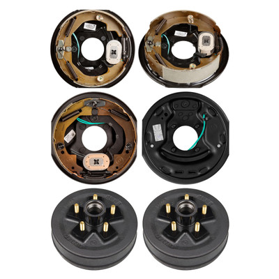 Lippert 10" 3,500 lb Electric Trailer Brake Kit 2 Trailer Brake Hubs (5 on 4.5", 1/2" Stud) with 1 Left & 1 Right Electric Brake Assembly (10" x 2.25") LIPKIT8JEA1