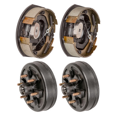 Lippert 10" 4,400 lb RV Brake Kit – 2 Brake Hubs (6 on 5.5", 1/2" Stud) with 1 Left & 1 Right Forward Self-Adjusting Brake (10" x 2-1/4")