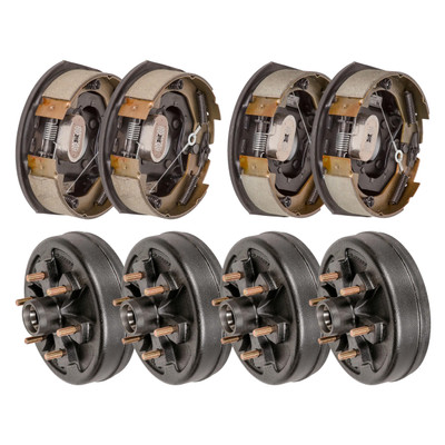 Lippert 10" 4,400 lb RV Brake Kit  4 Brake Hubs (6 on 5.5", 1/2" Stud) with 2 Left & 2 Right Forward Self-Adjusting Brakes (10" x 2-1/4") LIPKIT3H7A1