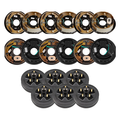 Lippert 10" 3,500 lb Electric Trailer Brake Kit  6 Trailer Brake Hubs (5 on 4.5", 1/2" Stud) with 3 Left & 3 Right Electric Brakes (10" x 2.25") LIPKIT05DIH