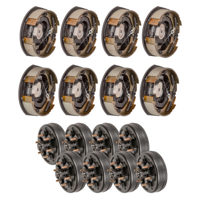Lippert 10" 4,400 lb RV Brake Kit – 8 Hubs (6 on 5.5", 1/2" Stud) with 4 Left & 4 Right Forward Self-Adjusting Brakes (10" x 2-1/4", 4-Bolt)