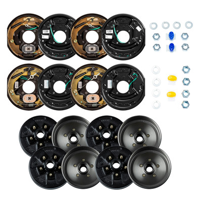 Lippert 3,500 lb Trailer Brake Kit  2 Forward Self-Adjusting Brakes (Left & Right, 10" x 2.25") & 4 Brake Drum Hubs (5 on 4.5", 1/2" Stud, with Bearing Cone) LIPKITHABE8