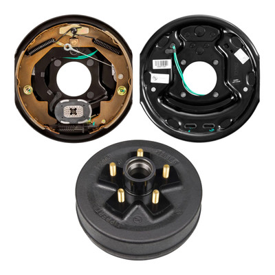 Lippert 10" 3,500 lb RV Brake Kit – 1 Trailer Brake Hub (5 on 4.5", 1/2" Stud) with 1 Left Forward Self-Adjusting Brake (10" x 2.25")