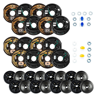 Lippert 3,500 lb, 10" RV Brake Kit  8 Brake Drum Hubs (5 on 4.5", 1/2" Stud with Bearing Cone) with 4 Left & 4 Right Forward Self-Adjusting Brakes (10" x 2.25") LIPKITCCJ28