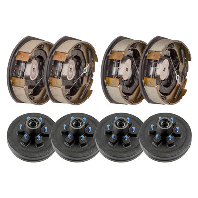 Lippert 10" 4,400 lb RV Brake Kit  4 Brake Drum Hubs (6 on 5.5", 1/2" Stud) with 2 Left & 2 Right Forward Self-Adjusting Brakes (10" x 2-1/4") LIPKITEHFC2