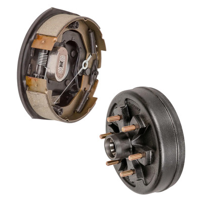 Lippert 10" 4,400 lb RV Brake Kit  1 Brake Hub (6 on 5.5", 1/2" Stud) with 1 Left Forward Self-Adjusting Brake (10" x 2-1/4", 4-Bolt) LIPKIT0JC68