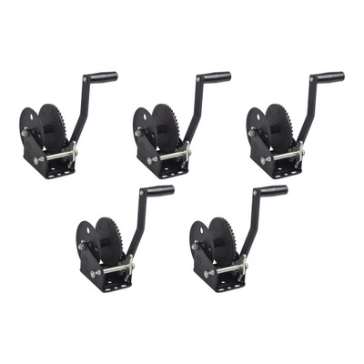 Fulton (5-Pack) Trailer Winch, Single-Speed, 1,500 lbs. Capacity, No Strap, 8 Inch Handle, Black