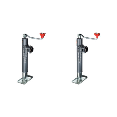 BULLDOG (2-Pack) Round Trailer Jack, Side Mount, 2,000 lbs. Lift Capacity, Topwind, Weld-On, 10 Inch Travel