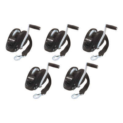 Fulton (5-Pack) XLT® Marine Trailer Winch, Single-Speed, 1,800 lbs. Capacity, 20 Foot Strap, 10 Inch Handle, Black Cover