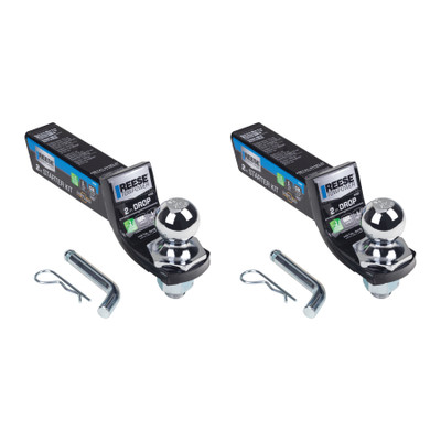 Reese Towpower (2-Pack) Interlock® Trailer Hitch Ball Mount Starter Kit, Fits 2 Inch Square Receiver, 2 Inch Drop, 6,000 lbs. Capacity, Includes 2 Inch Trailer Ball and Pin & Clip, Black