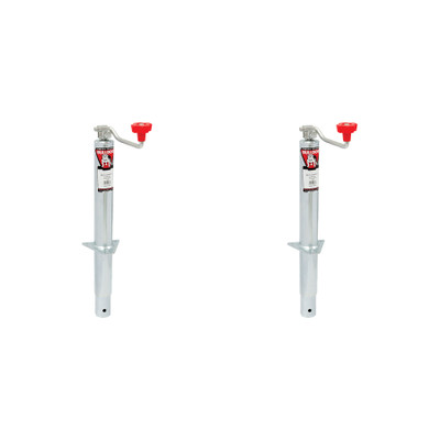 BULLDOG (2-Pack) Round Trailer Jack, A-Frame, 2,000 lbs. Lift Capacity, Topwind, Bolt-On, 15 Inch Travel, Zinc Finsh