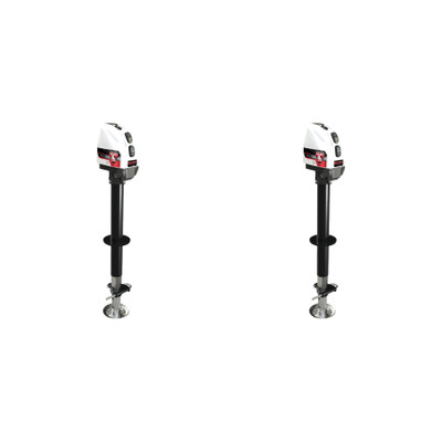 BULLDOG (2-Pack) Powered Trailer Jack, A-Frame, 4,000 lbs. Lift Capacity, Bolt-On, 22 Inch Travel, White Cover