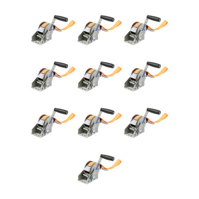 CURT (10-Pack) Hand Crank Winch with 15' Strap & Bow Loop (900 lbs, 6.5" Handle)