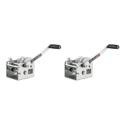 CURT (2-Pack) Hand-Crank 2-Speed Winch, 2,000 lbs, 10.25:1 Low Gear Ratio, 10.6" Handle