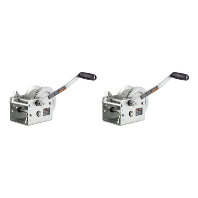CURT (2-Pack) Hand-Crank 2-Speed Winch, 2,600 lbs, 12.7:1 Low Gear Ratio, 10.6" Handle