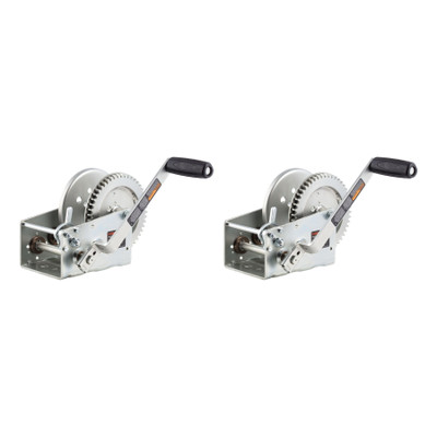 CURT (2-Pack) Hand-Crank 2-Speed Winch, 3,200 lbs, 17.5:1 Low Gear Ratio, 9.6" Handle