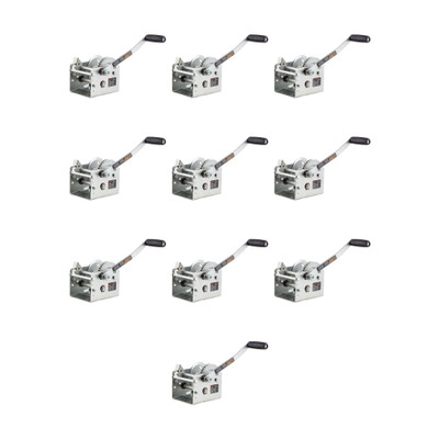 CURT (10-Pack) Hand-Crank 2-Speed Winch, 2,000 lbs, 10.25:1 Low Gear Ratio, 10.6" Handle