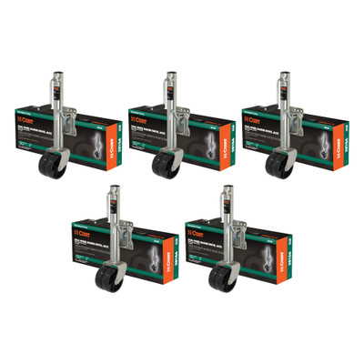 CURT (5-Pack) Marine Jack with Dual 6" Wheels (1,500 lbs, 10" Travel, Packaged)