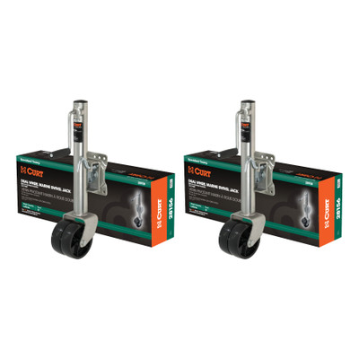 CURT (2-Pack) Marine Jack with Dual 6" Wheels (1,500 lbs, 10" Travel, Packaged)