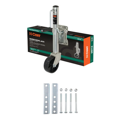 CURT Marine Jack with 6" Wheel (1,200 lbs, 10" Travel, Packaged) Trailer Jack