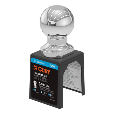 CURT 2" Trailer Ball (3/4" x 2-1/8" Shank, 3,500 lbs., Chrome, Packaged) 40165