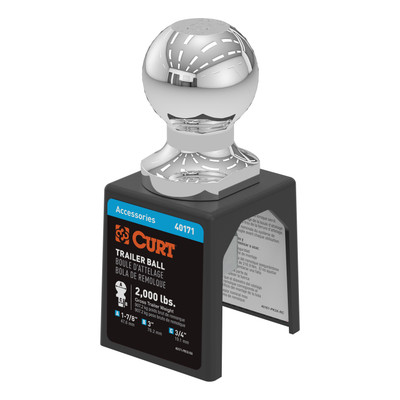 CURT 1-7/8" Trailer Ball (3/4" x 3" Shank, 2,000 lbs., Chrome, Packaged) 40171