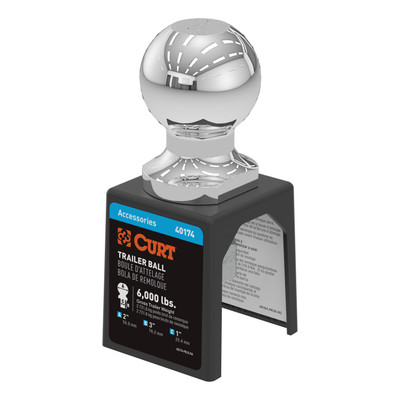 CURT 2" Trailer Ball (1" x 3" Shank, 6,000 lbs., Chrome, Packaged) 40174