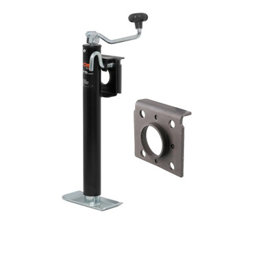 CURT Bracket-Mount Swivel Jack with Side Handle (2,000 lbs, 10" Travel) Trailer Jack