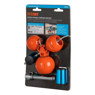CURT Hitch & Tri-Ball Coupler Lock Set (Up to 2-1/2" Receiver, 1-7/8", 2", 2-5/16") Trailer Hitch Coupler Lock