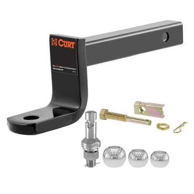 CURT 2,000 lb Class 1 Trailer Hitch & Switch Ball Set with Anti-Rattle Pin - 3-Piece Complete Bundle Kit