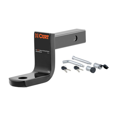 CURT 45027 Class 1 Trailer Hitch Ball Mount, Fits 1-1/4-Inch Receiver, 2,000 lbs Capacity, 3-1/4-Inch Drop, 2-5/8-Inch Rise with Channel Mount Lock Set (5/8" Diameter)