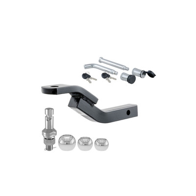 CURT 3,500 lbs Class 2 Trailer Hitch Ball Mount, Fits 1-1/4-Inch Receiver, 3/4-Inch Hole, 3-1/8-Inch Rise with Switch Ball Trailer Ball (1-7/8", 2" & 2-5/16" Balls) & Channel Mount Lock Set (5/8" Diameter)