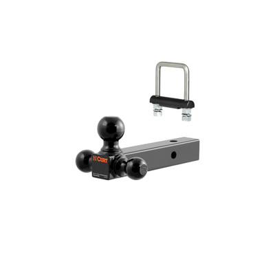 CURT 2" Solid Shank, 1-7/8", 2" & 2-5/16" Black Balls Trailer Hitch Ball Mount with Anti-Rattle Hitch Clamp for 2" Receiver
