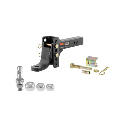 CURT 2" Shank, 6,000 lbs., 6-3/4" Drop Adjustable Channel Mount Trailer Hitch Ball Mount with Anti-Rattle Hitch Pin and Shim & Switch Ball Trailer Ball Set (1-7/8", 2", 2-5/16")