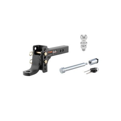 CURT 2" Shank, 6,000 lbs., 6-3/4" Drop Adjustable Channel Mount Trailer Hitch Ball Mount with 5/8" Hitch Lock & 1-7/8" Trailer Ball