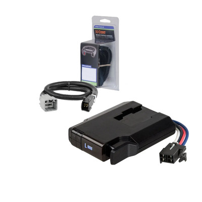 2015-2024 Ram 2500 Without factory integrated brake control (ITBC)CURT Venturer NEXT Time-Delay Trailer Brake Controller Plug & Play Bundle - Low Profile, Adjustable, 1-3 Axles 51116