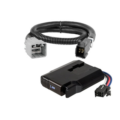 2018-2025 Jeep Wrangler JL, Unlimited (4-door)CURT Venturer NEXT Time-Delay Trailer Brake Controller Plug & Play Bundle - Low Profile, Adjustable, 1-3 Axles 51116