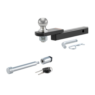 CURT Towing Starter Kit with 2" Ball (1-1/4" Shank, 3,500 lbs, 3/4" Rise) Trailer Hitch Ball Mount with 5/8" Hitch Lock (3" Receiver, Barbell, Chrome)