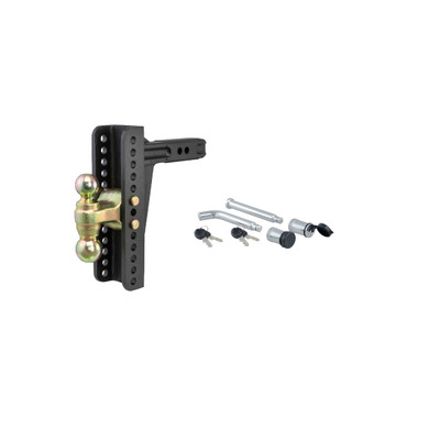 CURT 2-Inch Receiver Adjustable Trailer Hitch Ball Mount, 10-1/8-Inch Drop, 14,000 lbs Capacity with Channel Mount Lock Set (5/8" Diameter) & Trailer Hitch Lock