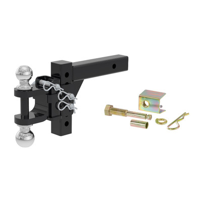 CURT Adjustable Multipurpose Ball Mount (2" Shank, 2" & 2-5/16" Balls) Trailer Hitch Ball Mount with Anti-Rattle Hitch Pin and Shim (Fits 2" Receiver with 5/8" Hole)