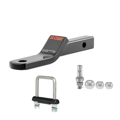 CURT Class 2 Ball Mount (1-1/4" Shank, 3,500 lbs, 1" Drop, 7-13/16" Long) Trailer Hitch Ball Mount with Switch Ball Trailer Ball (1-7/8", 2", 2-5/16" Balls, 1" x 2-1/4" Shank) & Anti-Rattle Hitch Clamp for 2" Receiver