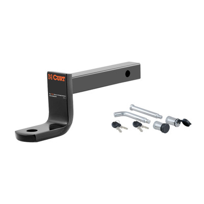 CURT Class 2 Ball Mount (1-1/4" Shank, 3,500 lbs, 3-1/4" Drop, 9-3/8" Long) Trailer Hitch Ball Mount with 5/8" Diameter Channel Mount Lock