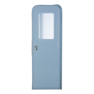 Lippert Right Hinge RV Radius Entry Door with Screen Door with Drip Cap & Threshold - 28" x 72" (Polar White, White Window Frame) #V000040165