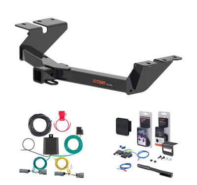 2025 - 2026 Ford Maverick Excluding factory receiver, w/ LED Taillight Accent Curt 2" Class 3 Trailer Tow Hitch + 5-Flat Wiring Kit Tow Boat/Utility Trailer with Surge Brakes 13504