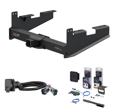 2020 - 2026 Ford F-250 Super Duty Curt 2-1/2" Class 5 Trailer Tow Hitch + 5-Flat Wiring Kit Tow Boat/Utility Trailer with Surge Brakes 15802
