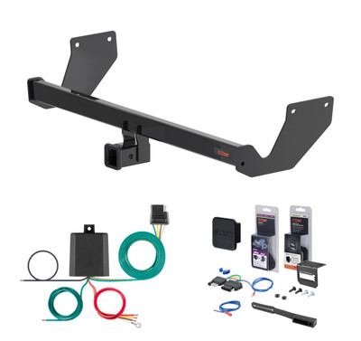 2026 Toyota bZ Excluding models with kick sensor Curt 2" Class 3 Trailer Tow Hitch + 5-Flat Wiring Kit Tow Boat/Utility Trailer with Surge Brakes 13544