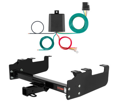 1963 - 1972 Ford F-250 Old body with 10" drop bumper, excluding 1973 - 1979 crew cab Excluding flareside bed Curt 2", Class 3 Trailer Tow Hitch + 4-flat Wiring Kit 13099