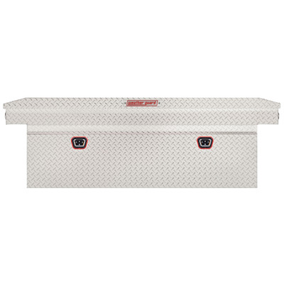 WEATHER GUARD 15 cu ft Aluminum Saddle Tool Box 123-0-04, Full Deep Clear Finish, Tamper Resistant Push Button Lock