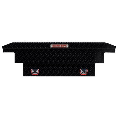 WEATHER GUARD 131-5-04 Aluminum Saddle Tool Box, 8 Cu Ft, Compact Low Profile, Gloss Black, Tamper Resistant Lock